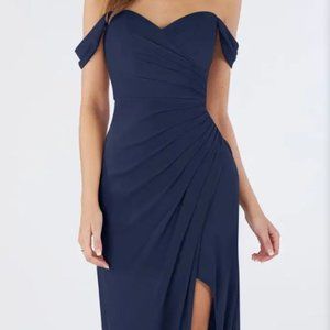 Azazie Tessa Bridesmaid Dress in Navy NWT Retail $109